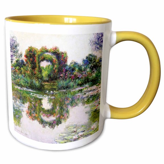 3drose, Image of Flower Arch Painting Giverny by Claude Monet Us Pd, 15oz Two-tone Yellow Mug