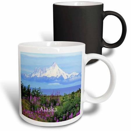 3drose, Image of Flowers and Mountains in Alaska Photo, 11oz Magic Transforming Mug