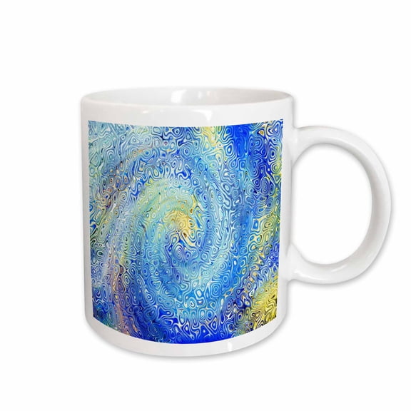 3drose, Image of Fractal Galaxy in Blue and Yellow Swirls, 15oz Mug