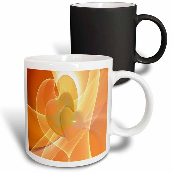 3drose, Image of Fractal Interwoven Marigold Hearts, 11oz Magic Transforming Mug