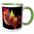 thumbnail image 1 of 3drose, Image of Fractal Multi Color Melting Feathers on Black, 15oz Two-tone Green Mug, 1 of 6