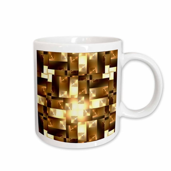 3drose, Image of Geometric Metallic Painted Gold and Bronze Rectangles, 15oz Mug