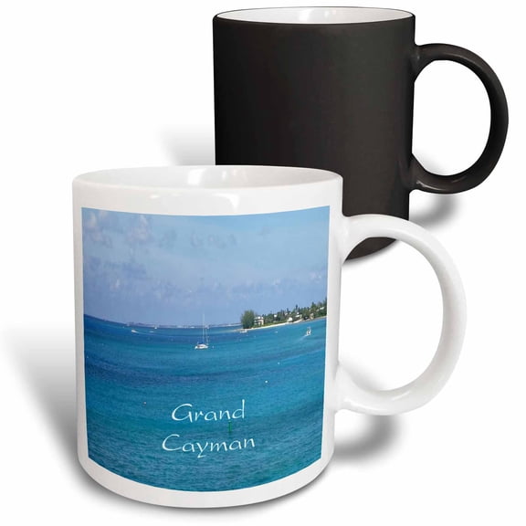 3drose, Image of Georgetown Grand Cayman Harbor with Boats, 11oz Magic Transforming Mug