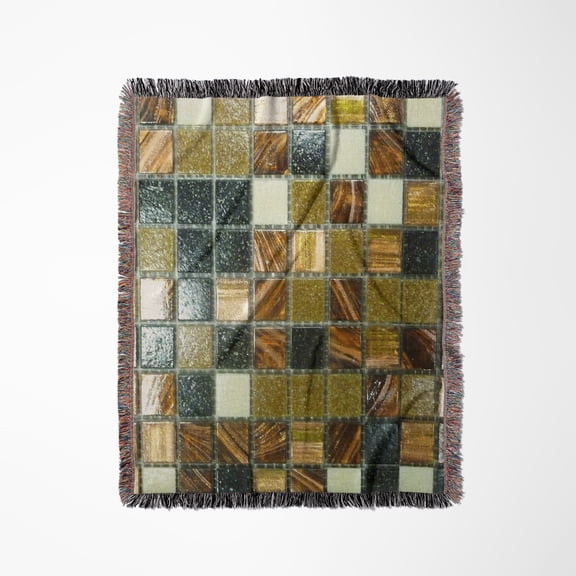 Image Of Gold Copper And Black Metallic Tiles, Woven Blanket