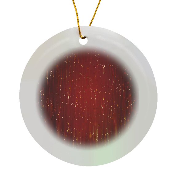 3drose, Image of Gold Glitter Look Rains down on Red, Circle Porcelain Ornament