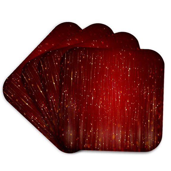 3drose, Image of Gold Glitter Look Rains down on Red, Set of 4 Coasters - Soft