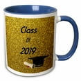 thumbnail image 1 of 3drose, Image of Gold Glitter Words Class of 2019 with Cap Diploma, 15oz Two-tone Blue Mug, 1 of 6