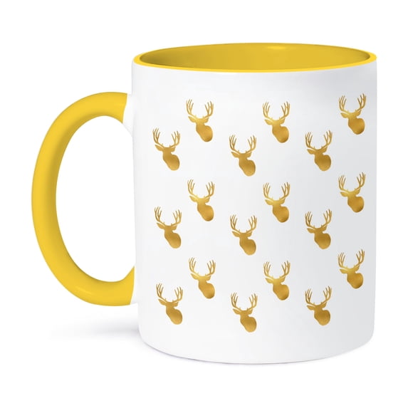 3dRose, Image of Gold Glitz Deer, 15oz Two-Tone Yellow Mug