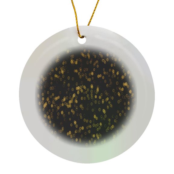 3drose, Image of Gold on Black Small Bokeh Sparkle Bling Pattern, Circle Porcelain Ornament
