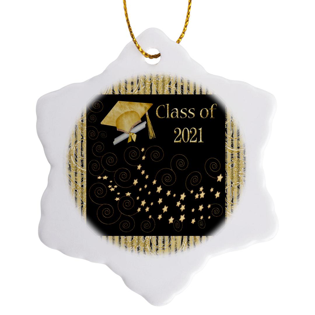 3drose, Image of Graduation Cap, Diploma, 2021, Stars, Swirls, Gold ...