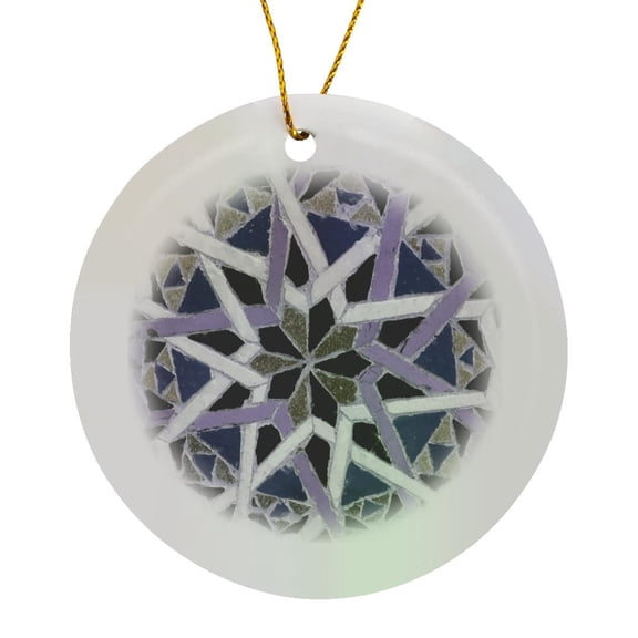 3drose, Image of Grey Blue Purple Decorative Mediterranean Style Moroccan Tile, Circle Porcelain Ornament