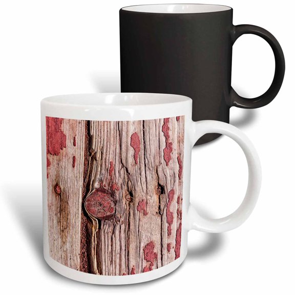 3drose, Image of Grunge Weathered Wood Texture, Round Knot, Vertical Seam, 11oz Magic Transforming Mug
