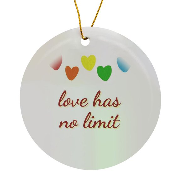 3drose, Image of Hearts with Text Love Has No Limit, Circle Porcelain Ornament