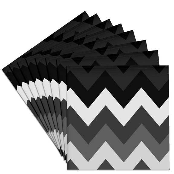 3drose, Image of Huge Black White and Gray Modern Chevron Stripes, Set of 8 Ceramic Tile Coasters