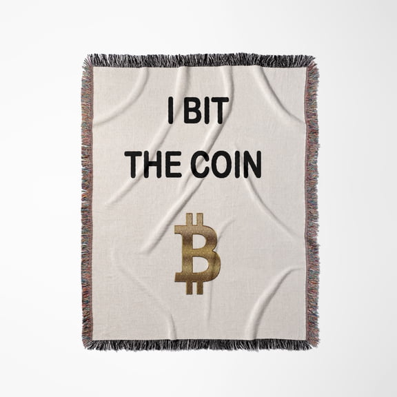 Image Of I Bit The Coin With Gold Bitcoin Dollar Symbol, Woven Blanket