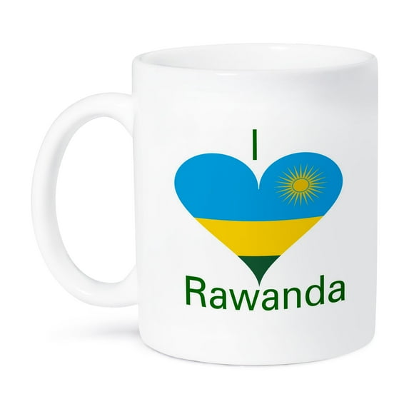 3dRose, Image of I Love Rwanda in Coat of Arms Heart, 15oz Mug
