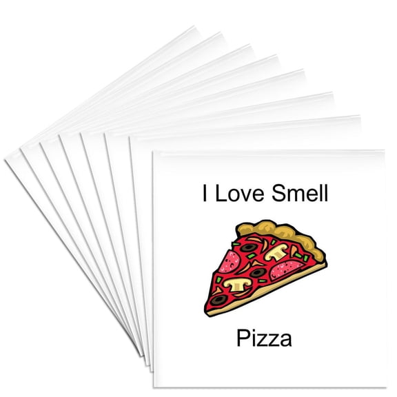 3drose, Image of I Love Smell of Pizza with Fancy Pizza Slice, Set of 8 Ceramic Tile Coasters
