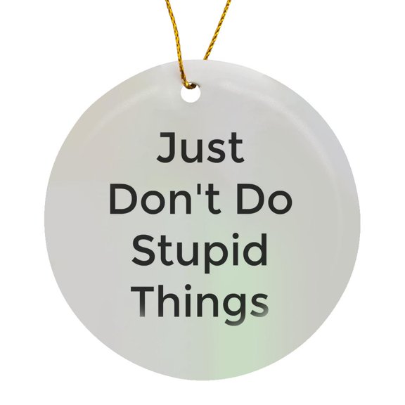 3drose, Image of Just Don’t Do Stupid Things, Circle Porcelain Ornament