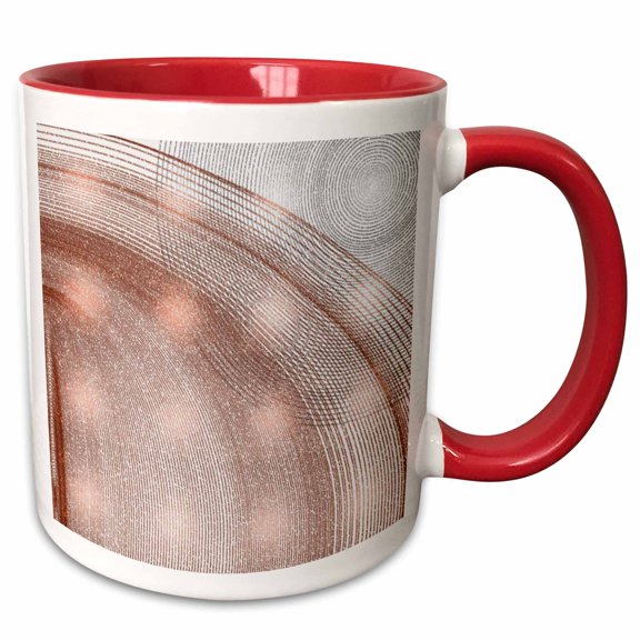 3drose, Image of Large Copper Metallic Circles with Silver Circles, 11oz Two-tone Red Mug