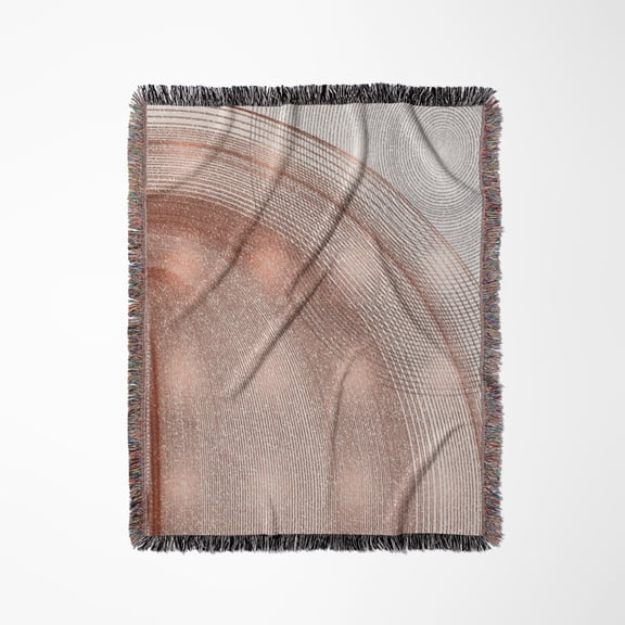 Image Of Large Copper Metallic Circles With Silver Circles, Woven Blanket