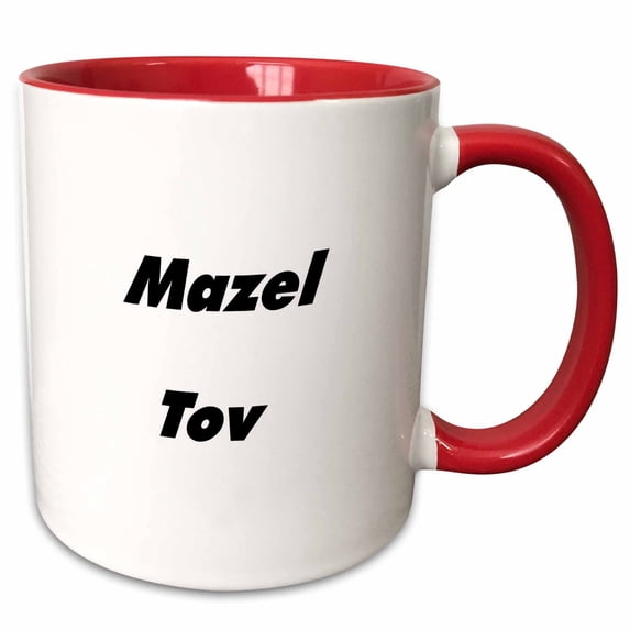 3drose, Image of Large Size Words Mazel Tov, 11oz Two-tone Red Mug