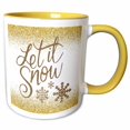 thumbnail image 1 of 3drose, Image of Let It Snow on Gold Glitter with Snowflakes, 15oz Two-tone Yellow Mug, 1 of 6