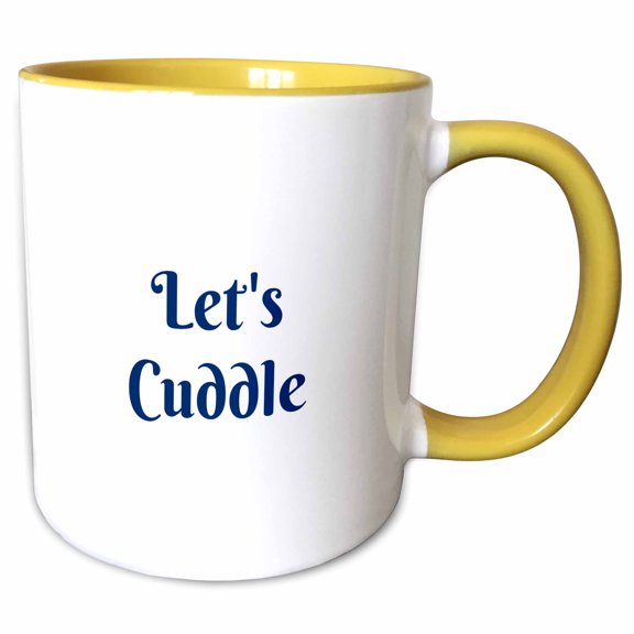 3drose, Image of Lets Cuddle Quote, 11oz Two-tone Yellow Mug