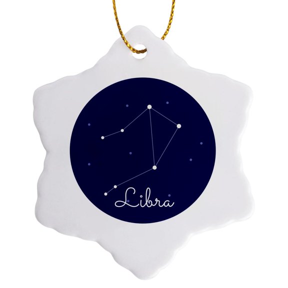 3drose, Image of Libra, 3 inch Snowflake Porcelain Ornament