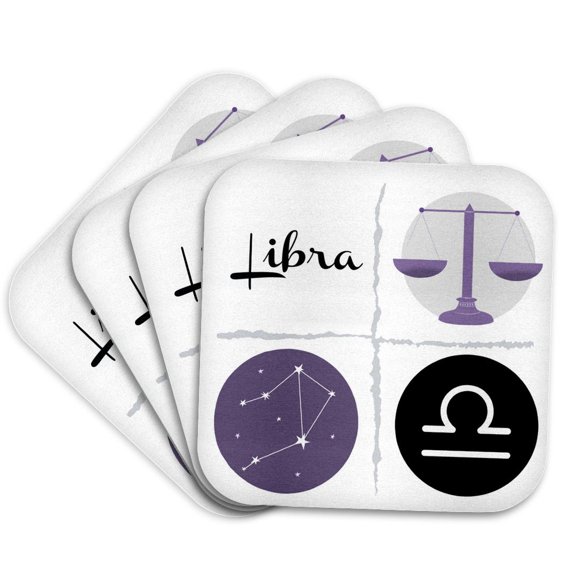 3drose, Image of Libra, Set of 4 Coasters - Soft