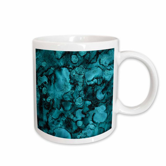 3drose, Image of Light Blue and Gold Marble Agate Gem Mineral Malachite Quartz, 15oz Mug