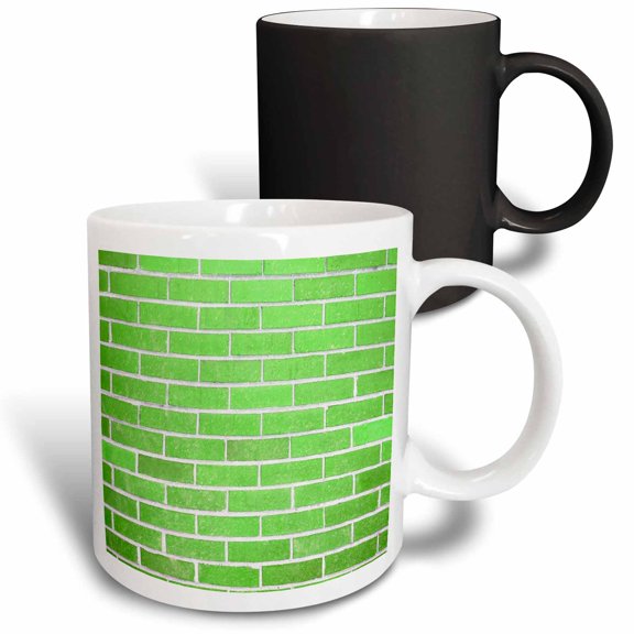 3drose, Image of Lime Green Brick Wall with White Cement in Closeup, 11oz Magic Transforming Mug