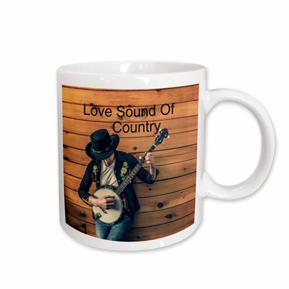 3drose, Image of Love Sound of Country with Man Playing Banjo, 11oz Mug