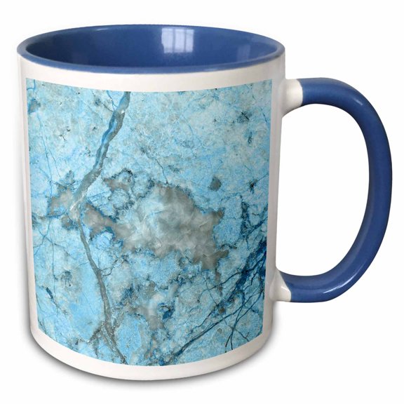 3drose, Image of Luxury Chic Trendy Ice Blue Veins Agate Gemstone Geode Quartz, 11oz Two-tone Blue Mug