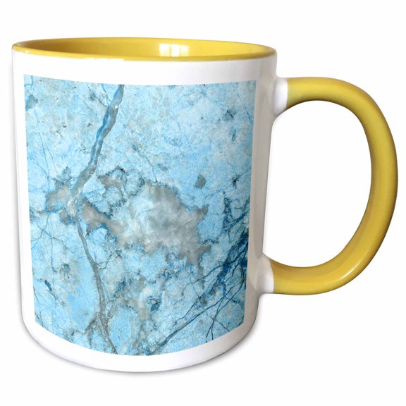 3drose, Image of Luxury Chic Trendy Ice Blue Veins Agate Gemstone Geode Quartz, 11oz Two-tone Yellow Mug
