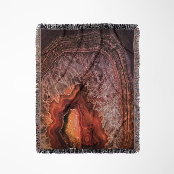 Image Of Luxury Copper Coffee Brown Marble Agate Gem Mineral Stone , Woven Blanket