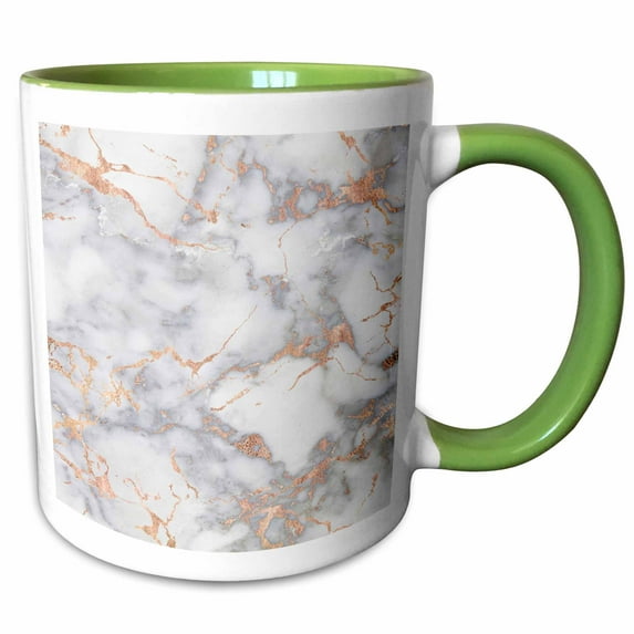 3drose, Image of Luxury Trendy Rose Gold Glitter Marble Agate Mineral Quartz, 11oz Two-tone Green Mug