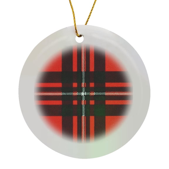 3drose, Image of Macgregor Clan Kilt Scottish Tartan Plaid Pattern, Circle Porcelain Ornament