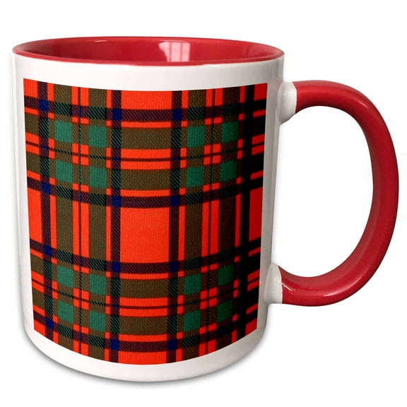 3drose, Image of Macintosh Clan Kilt Scottish Tartan Plaid Pattern, 15oz Two-tone Red Mug
