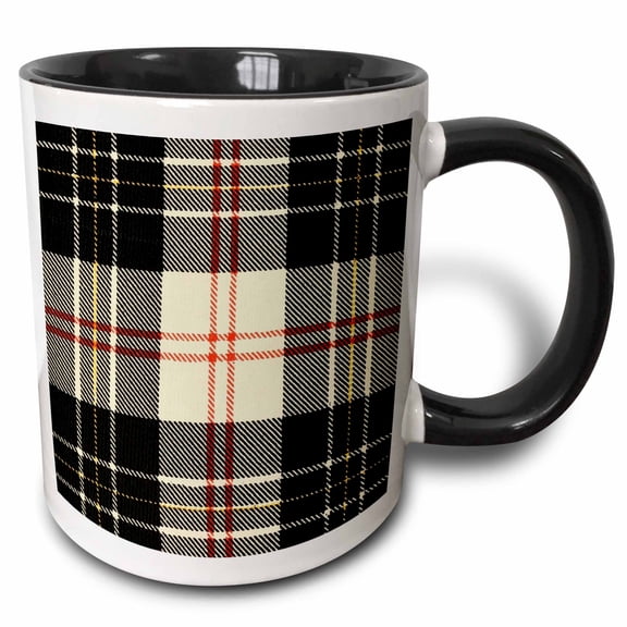3drose, Image of Macpherson Clan Kilt Scottish Tartan Plaid Pattern, 11oz Two-tone Black Mug