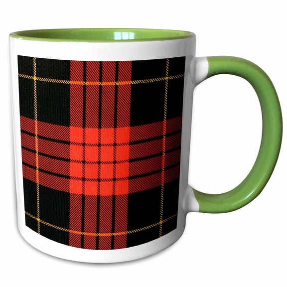 3drose, Image of Macqueen Clan Kilt Scottish Tartan Plaid Pattern, 11oz Two-tone Green Mug