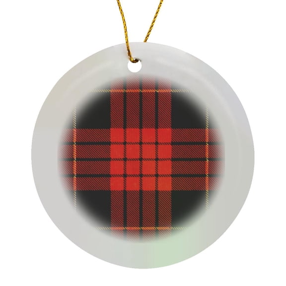 3drose, Image of Macqueen Clan Kilt Scottish Tartan Plaid Pattern, Circle Porcelain Ornament
