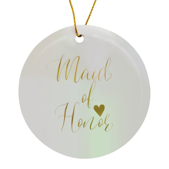 3drose, Image of Maid of Honor Heart, Circle Porcelain Ornament