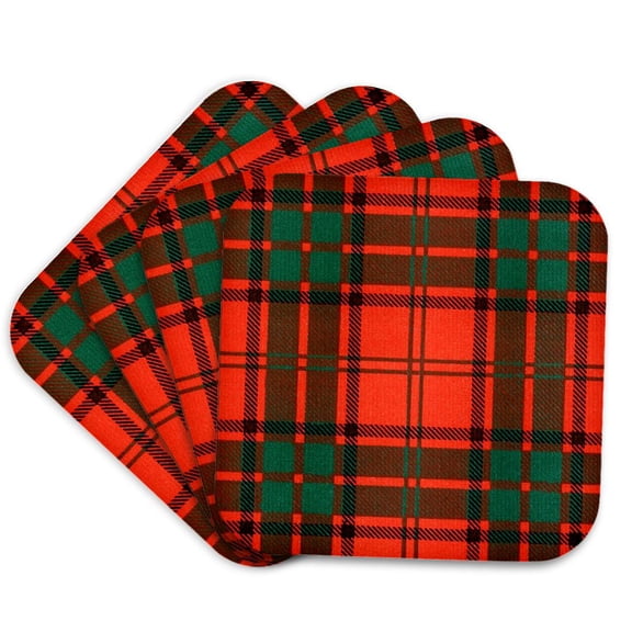 3drose, Image of Maxwell Clan Kilt Scottish Tartan Plaid Pattern, Set of 4 Coasters - Soft