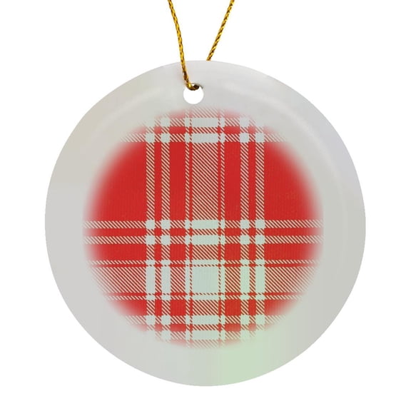 3drose, Image of Menzies Clan Kilt Scottish Tartan Plaid Pattern, Circle Porcelain Ornament