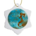 thumbnail image 1 of 3drose, Image of Mermaid and Saying on Teal and Non-metallic Gold, 3 inch Snowflake Porcelain Ornament, 1 of 7
