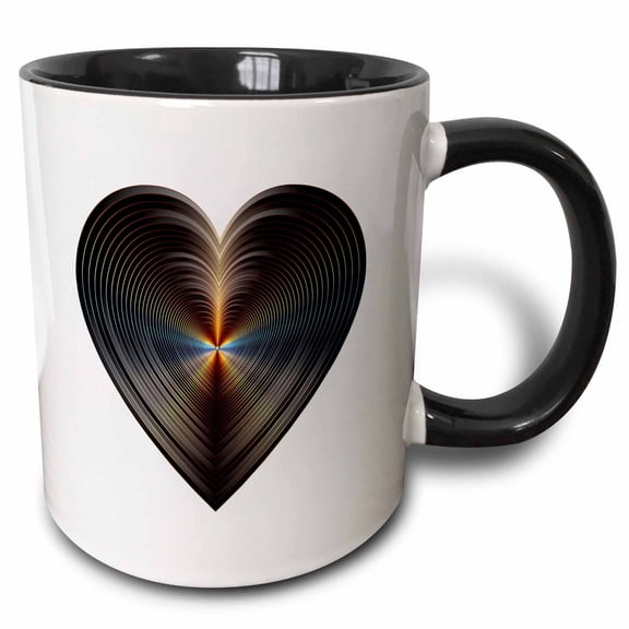 3drose, Image of Metallic Copper Heart, 11oz Two-tone Black Mug
