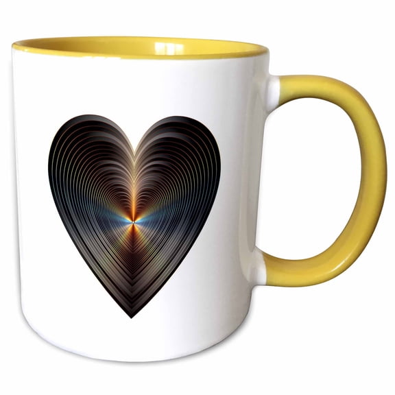 3drose, Image of Metallic Copper Heart, 11oz Two-tone Yellow Mug