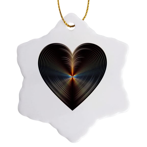 3drose, Image of Metallic Copper Heart, 3 inch Snowflake Porcelain Ornament