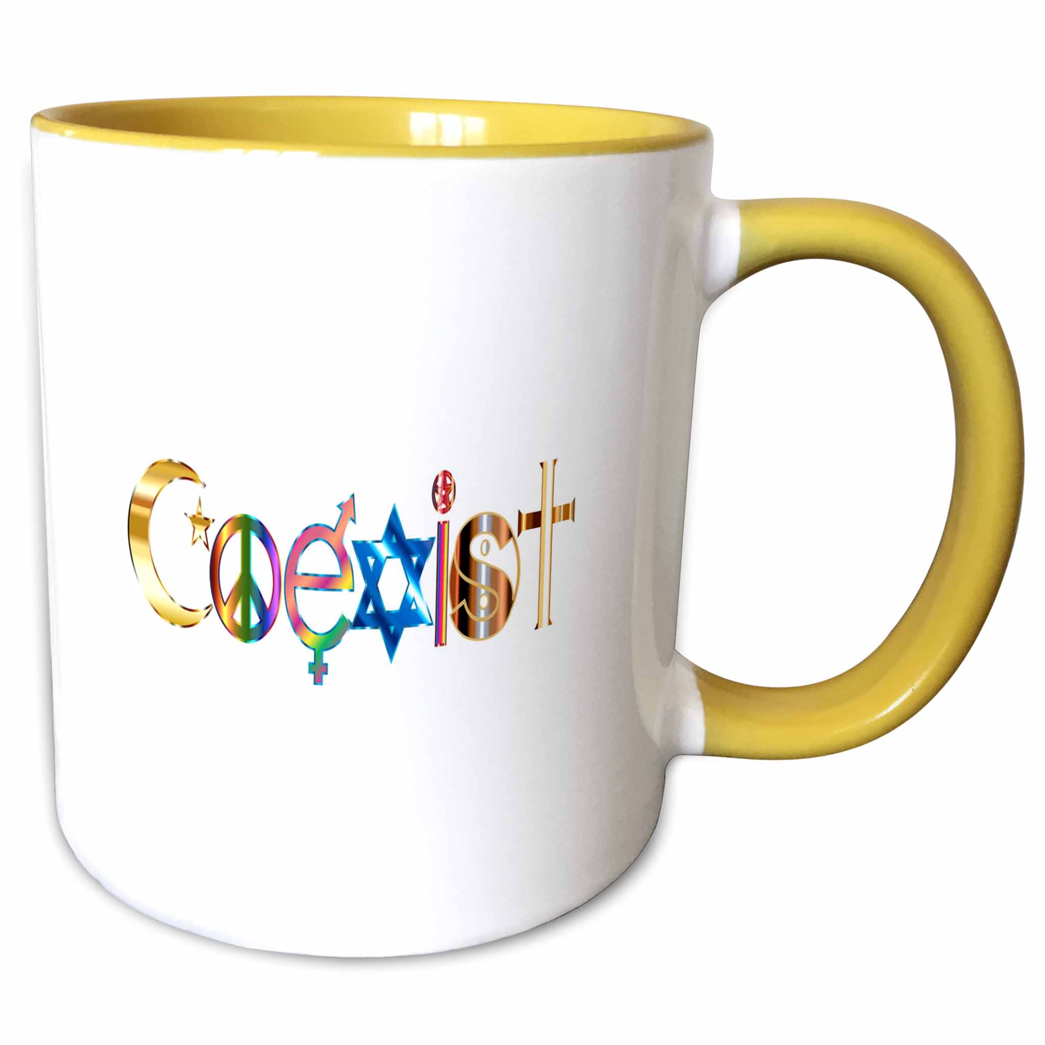 3drose, Image of Metallic Word Coexist with Religious Symbols, 15oz Two ...