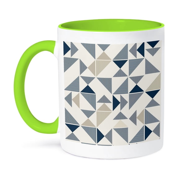 Image Of Modern Navy And Taupe Triangles In A Pattern, 11oz Two-Tone Green Mug
